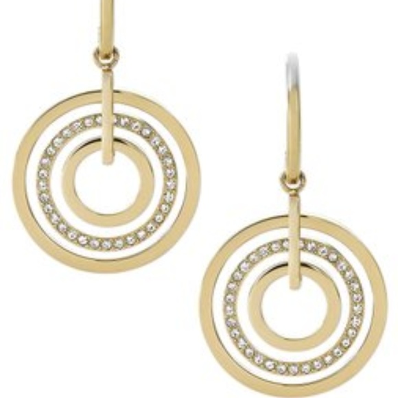 MICHAEL KORS Concentric Circles Drop Earrings Gold - Picture 1 of 2